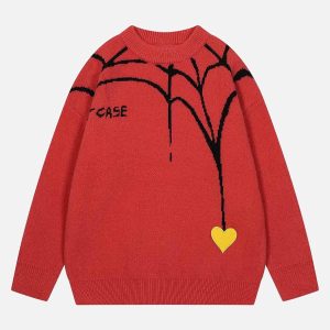 Concert Outfit Spider&Heart Knit Crew Neck Sweater