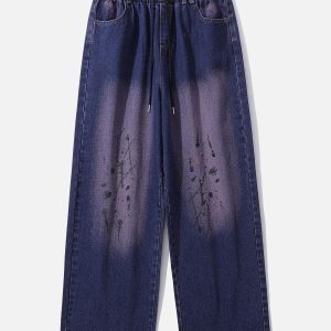 Concert Outfit Splash Ink Washed Loose Jeans