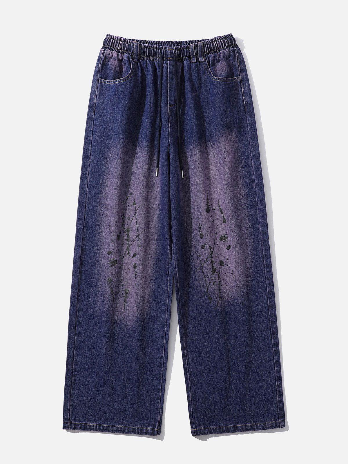 Concert Outfit Splash Ink Washed Loose Jeans Concert Outfit Splash Ink Washed Loose Jeans