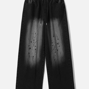Concert Outfit Splash Ink Washed Loose Jeans