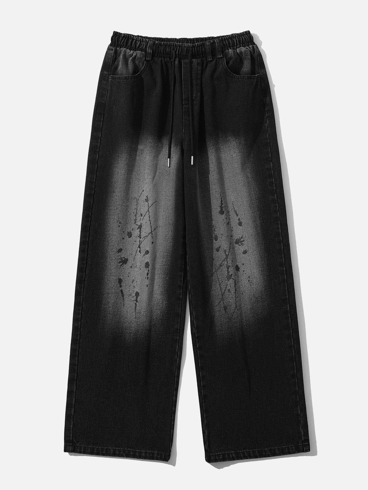 Concert Outfit Splash Ink Washed Loose Jeans Concert Outfit Splash Ink Washed Loose Jeans