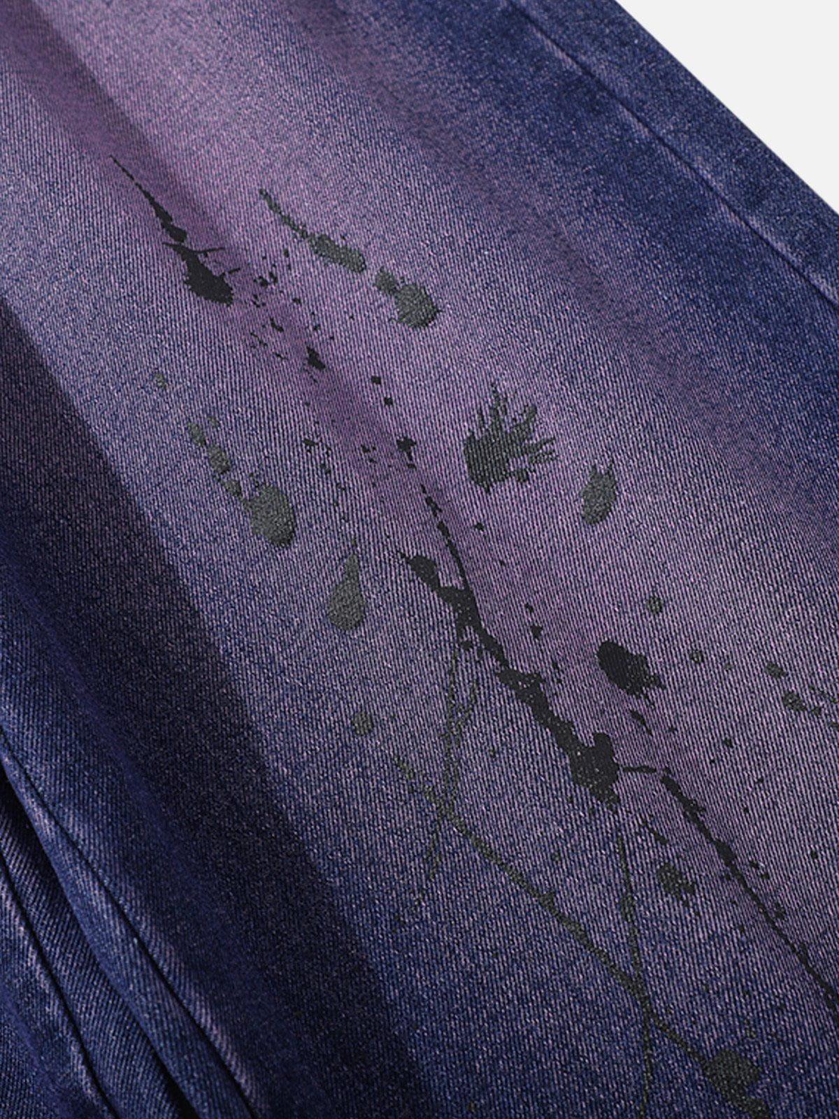 Concert Outfit Splash Ink Washed Loose Jeans Concert Outfit Splash Ink Washed Loose Jeans