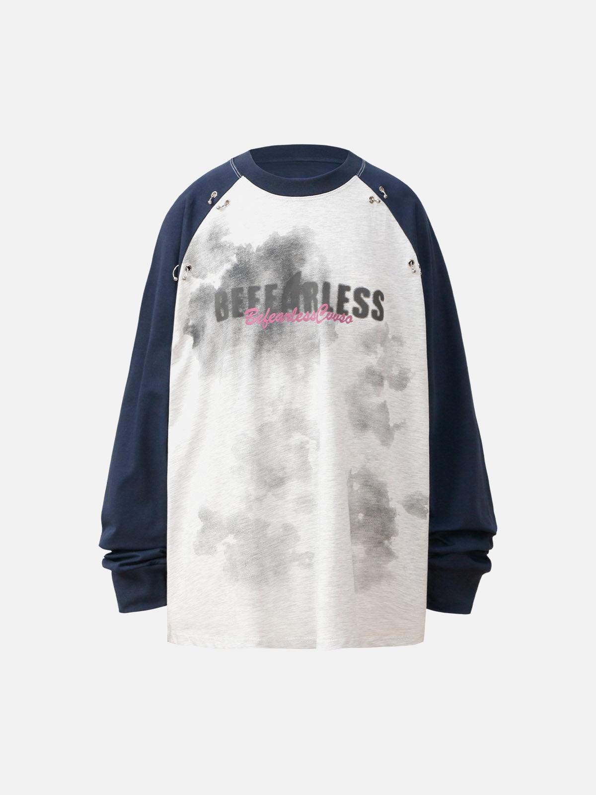 Concert Outfit Splatter Eyelet Studded Long Sleeve T-Shirt Concert Outfit Splatter Eyelet Studded Long Sleeve T-Shirt