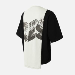 Concert Outfit Spliced Deconstruction Print T-Shirt
