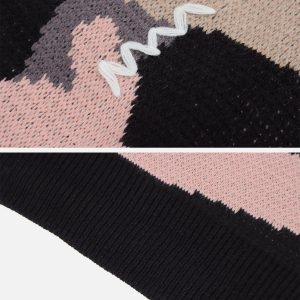 Concert Outfit Splicing Abstraction Graphic Sweater