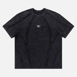 Concert Outfit Split Raw Edge Short Sleeve T-Shirt