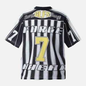 Concert Outfit Sports Letter Stripe Print Jersey T-Shirt