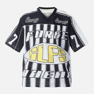 Concert Outfit Sports Letter Stripe Print Jersey T-Shirt