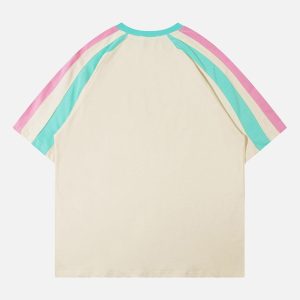 Concert Outfit Sports Style Color-Blocked Splicing T-Shirt