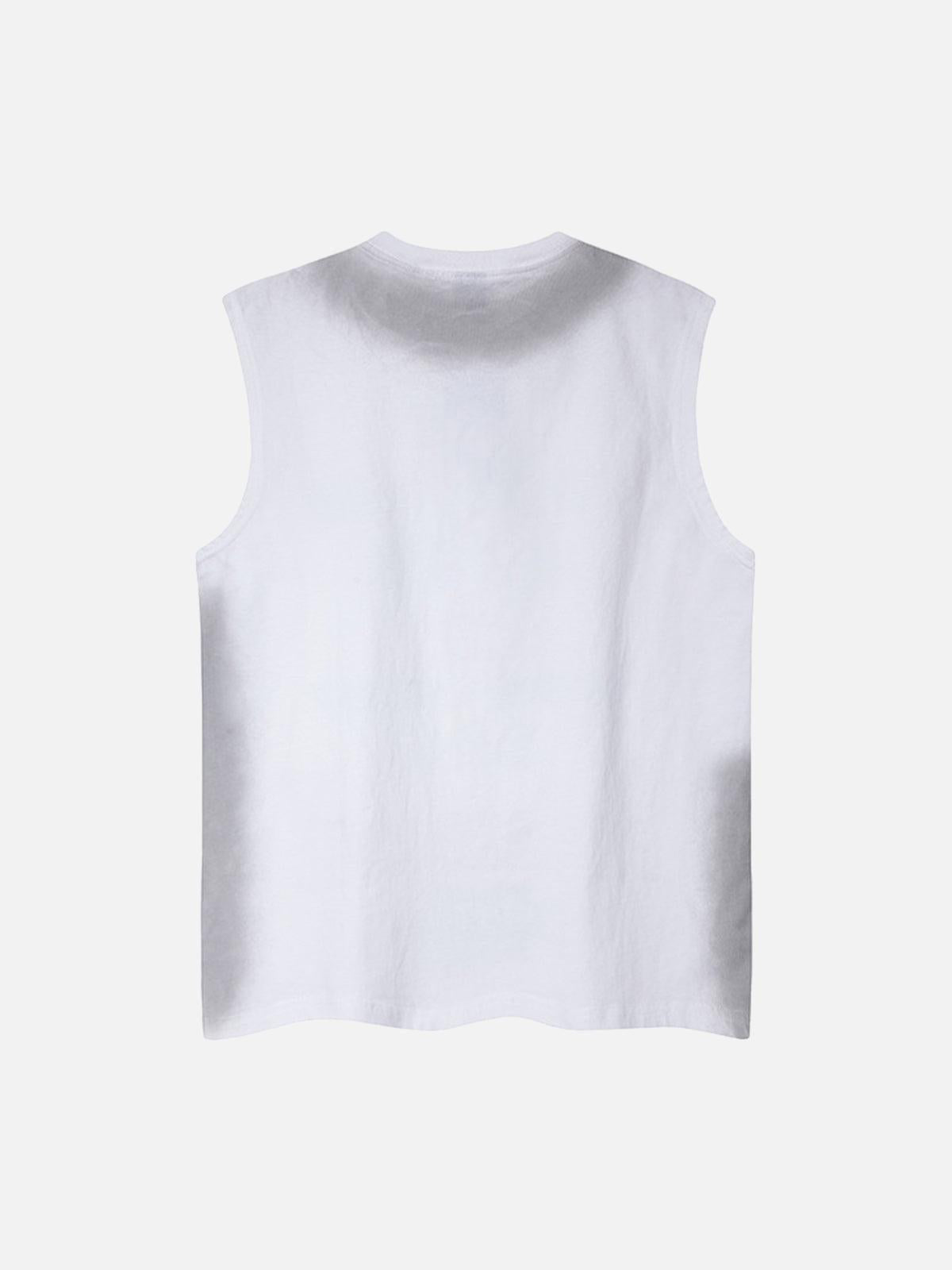 Concert Outfit Spray- Painted Letter Print Necklace Vest Concert Outfit Spray- Painted Letter Print Necklace Vest