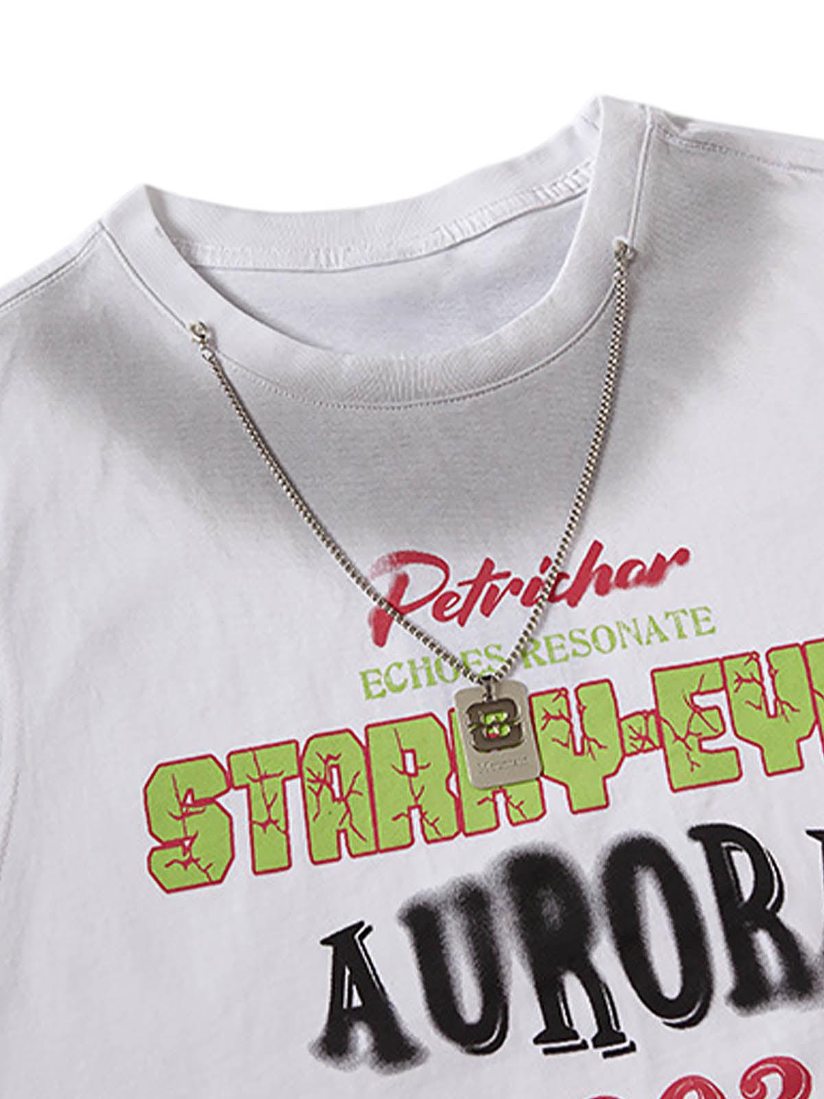 Concert Outfit Spray- Painted Letter Print Necklace Vest Concert Outfit Spray- Painted Letter Print Necklace Vest