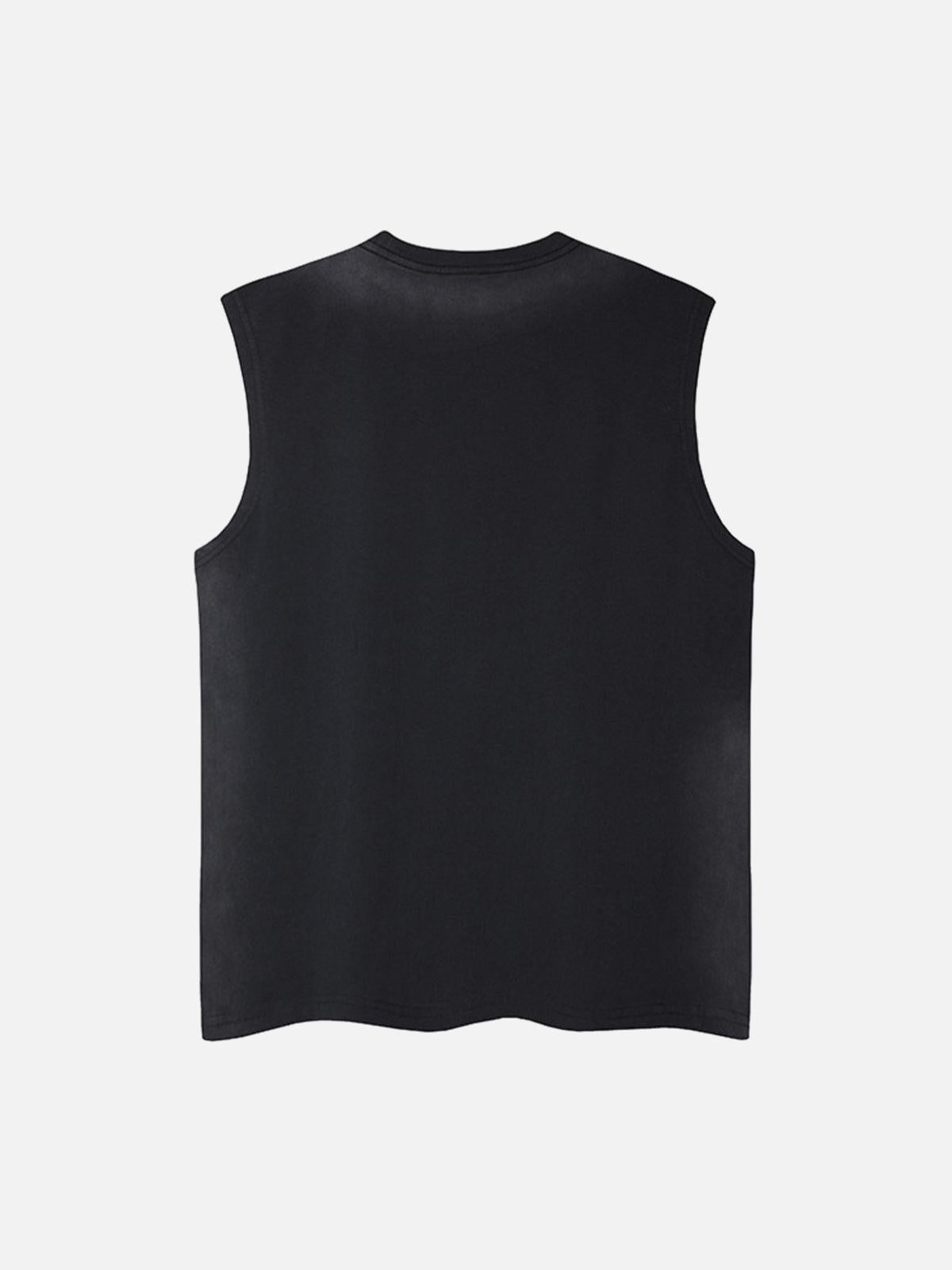 Concert Outfit Spray- Painted Letter Print Necklace Vest Concert Outfit Spray- Painted Letter Print Necklace Vest