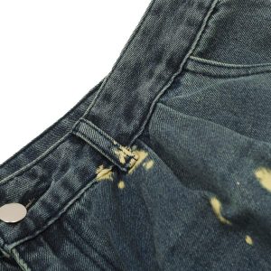 Concert Outfit Spray-Painted Reverse Pleated Cargo Jeans
