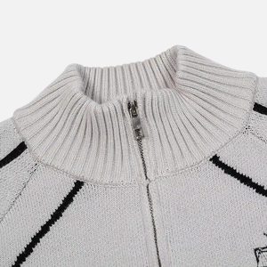 Concert Outfit Stand Collar Racing Zip-Up Cardigan