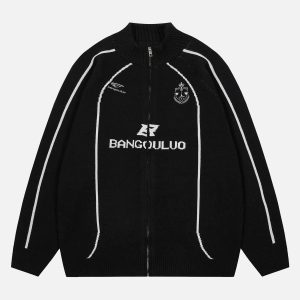 Concert Outfit Stand Collar Racing Zip-Up Cardigan