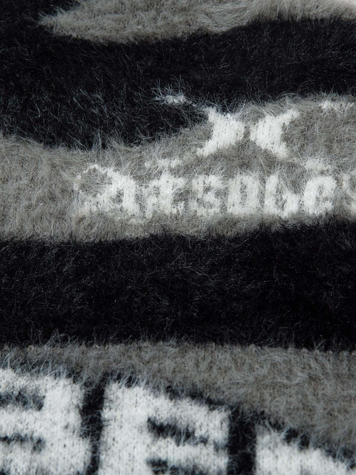 Concert Outfit Stand Collar Striped Zip Up Fleece Sweater Concert Outfit Stand Collar Striped Zip Up Fleece Sweater