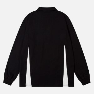 Concert Outfit Star Color-Blocking Long Sleeve Quarter Zipper Shirt