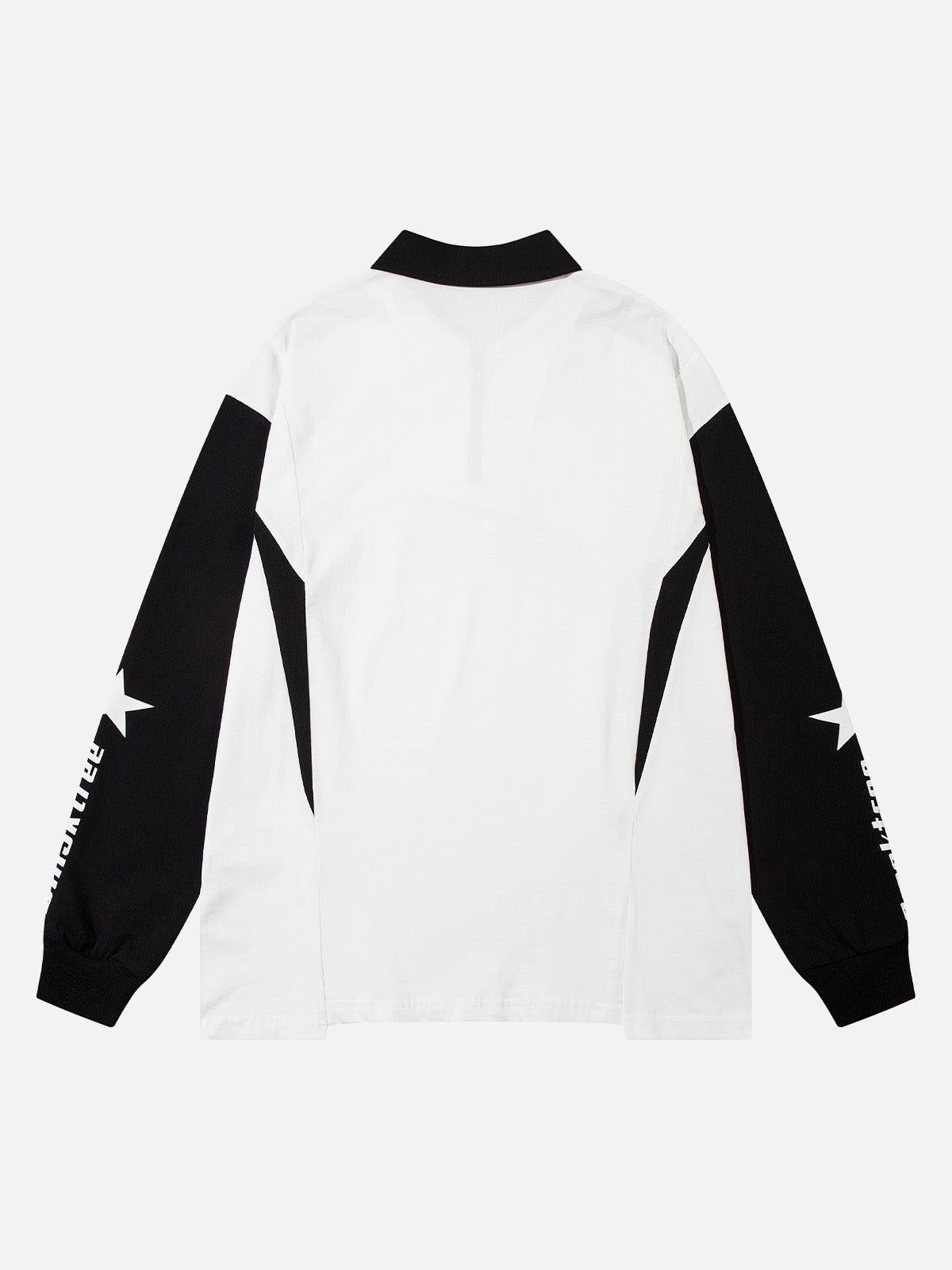 Concert Outfit Star Contrast Color Long Sleeve Quarter Zipper Shirt Concert Outfit Star Contrast Color Long Sleeve Quarter Zipper Shirt