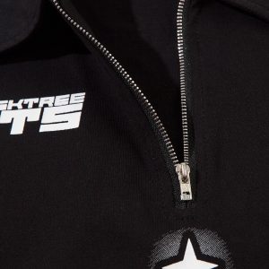 Concert Outfit Star Contrast Color Long Sleeve Quarter Zipper Shirt