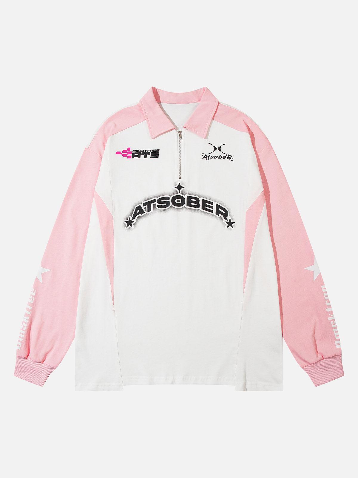 Concert Outfit Star Contrast Color Long Sleeve Quarter Zipper Shirt Concert Outfit Star Contrast Color Long Sleeve Quarter Zipper Shirt