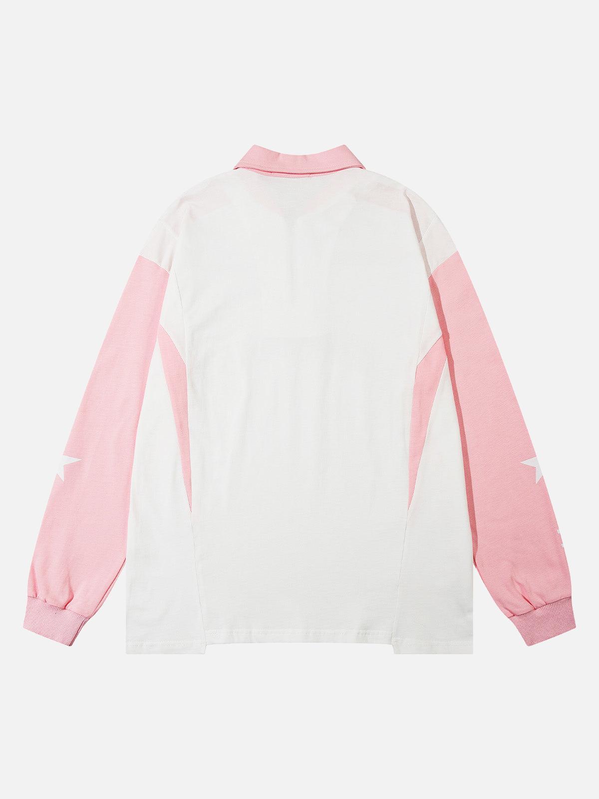 Concert Outfit Star Contrast Color Long Sleeve Quarter Zipper Shirt Concert Outfit Star Contrast Color Long Sleeve Quarter Zipper Shirt