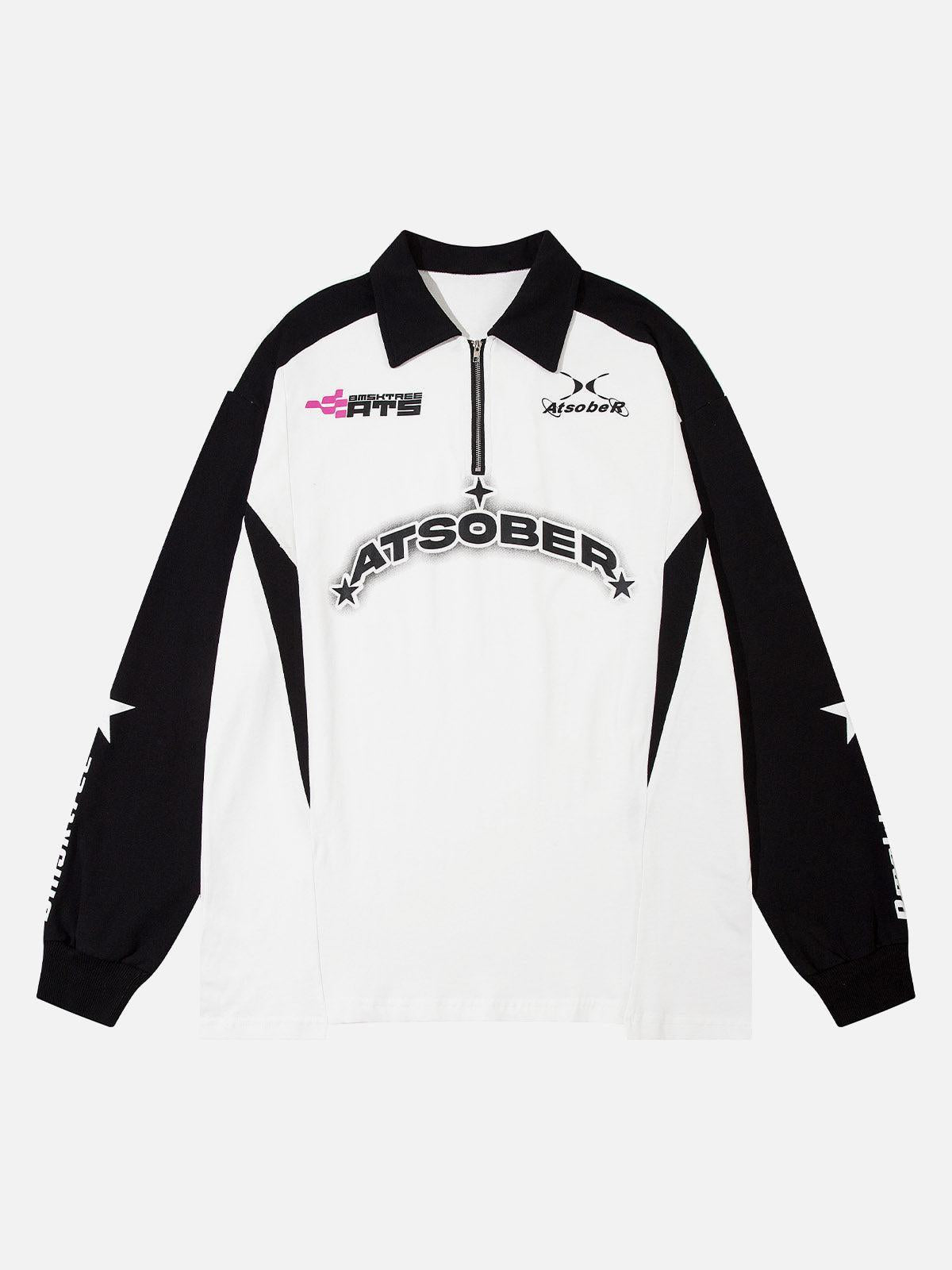 Concert Outfit Star Contrast Color Long Sleeve Quarter Zipper Shirt Concert Outfit Star Contrast Color Long Sleeve Quarter Zipper Shirt