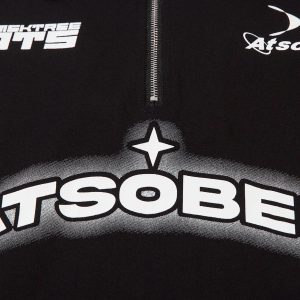 Concert Outfit Star Contrast Color Long Sleeve Quarter Zipper Shirt