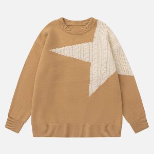 Concert Outfit Star Contrast Knit Sweater