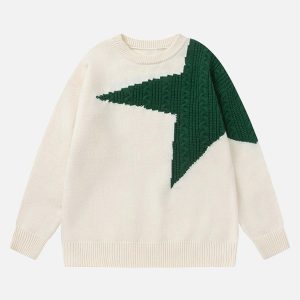 Concert Outfit Star Contrast Knit Sweater