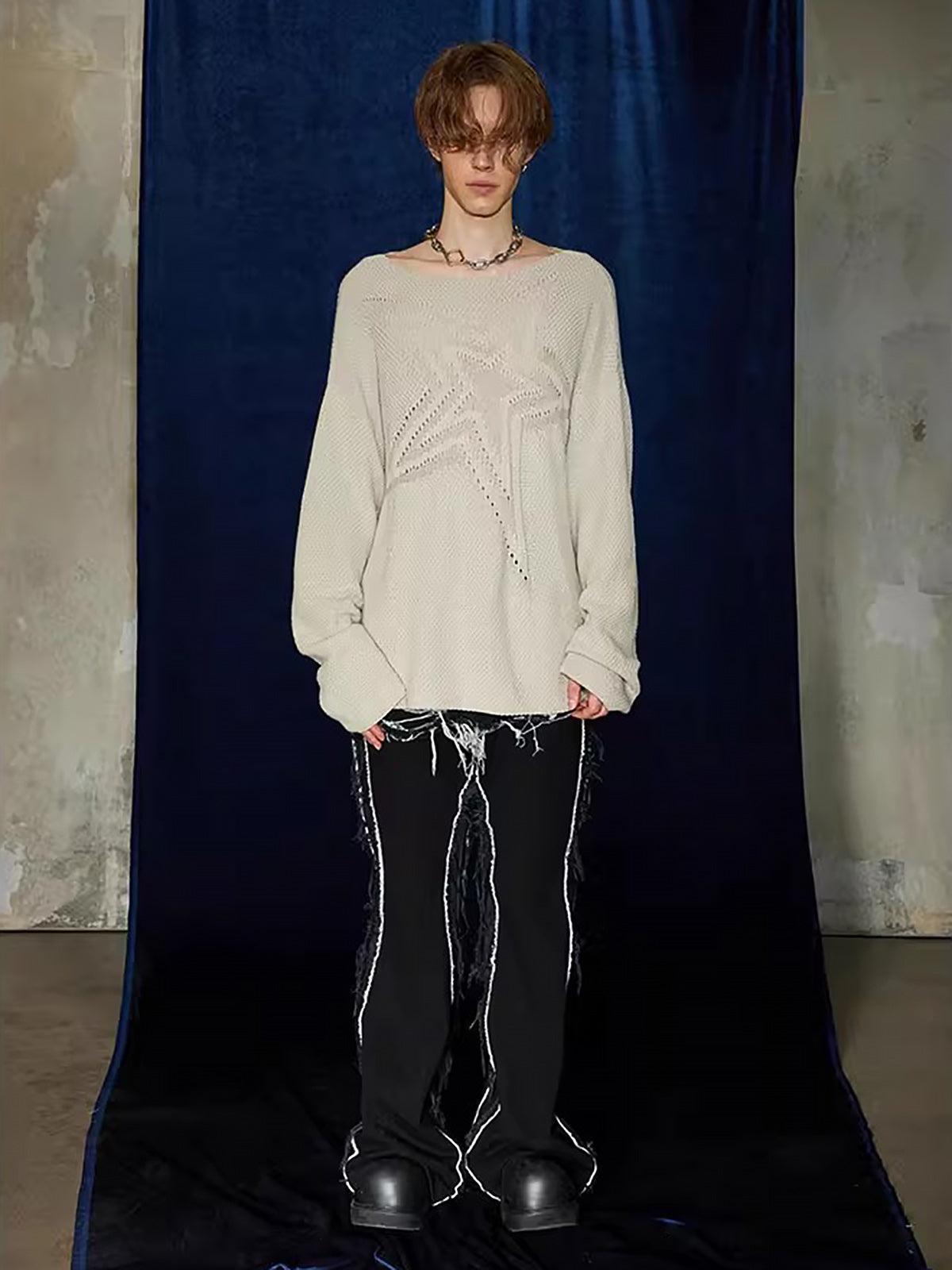 Concert Outfit Star Cutout Boatneck Sweater Concert Outfit Star Cutout Boatneck Sweater