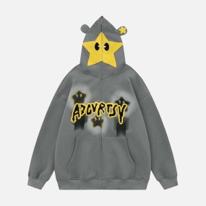 Concert Outfit Star Embroidered Hooded Sweatshirt