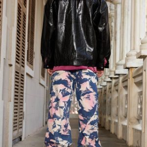 Concert Outfit Star Embroidered PU Leather Jacket