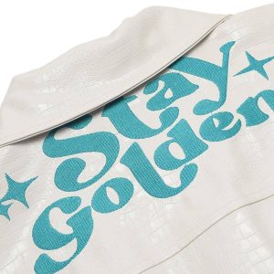 Concert Outfit Star Embroidered PU Leather Jacket