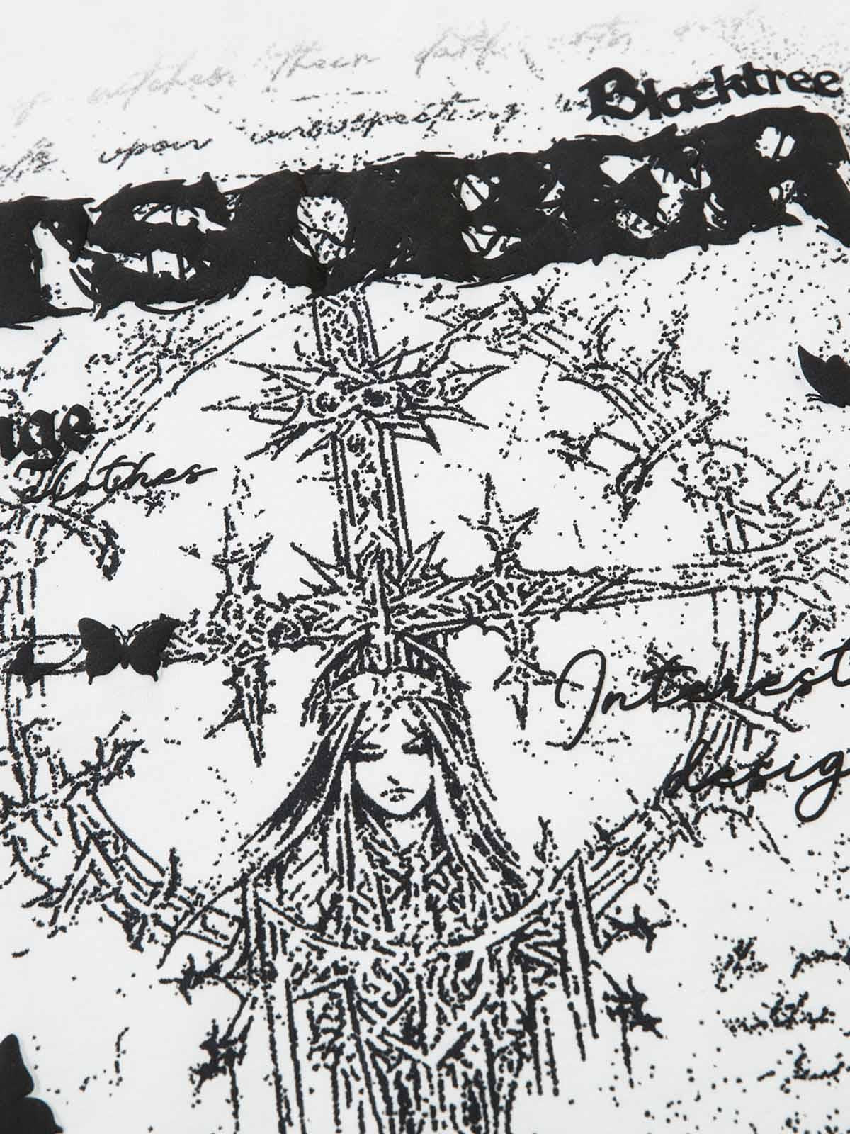 Concert Outfit Star Necklace Cross Graphic Long Sleeve T-Shirt Concert Outfit Star Necklace Cross Graphic Long Sleeve T-Shirt