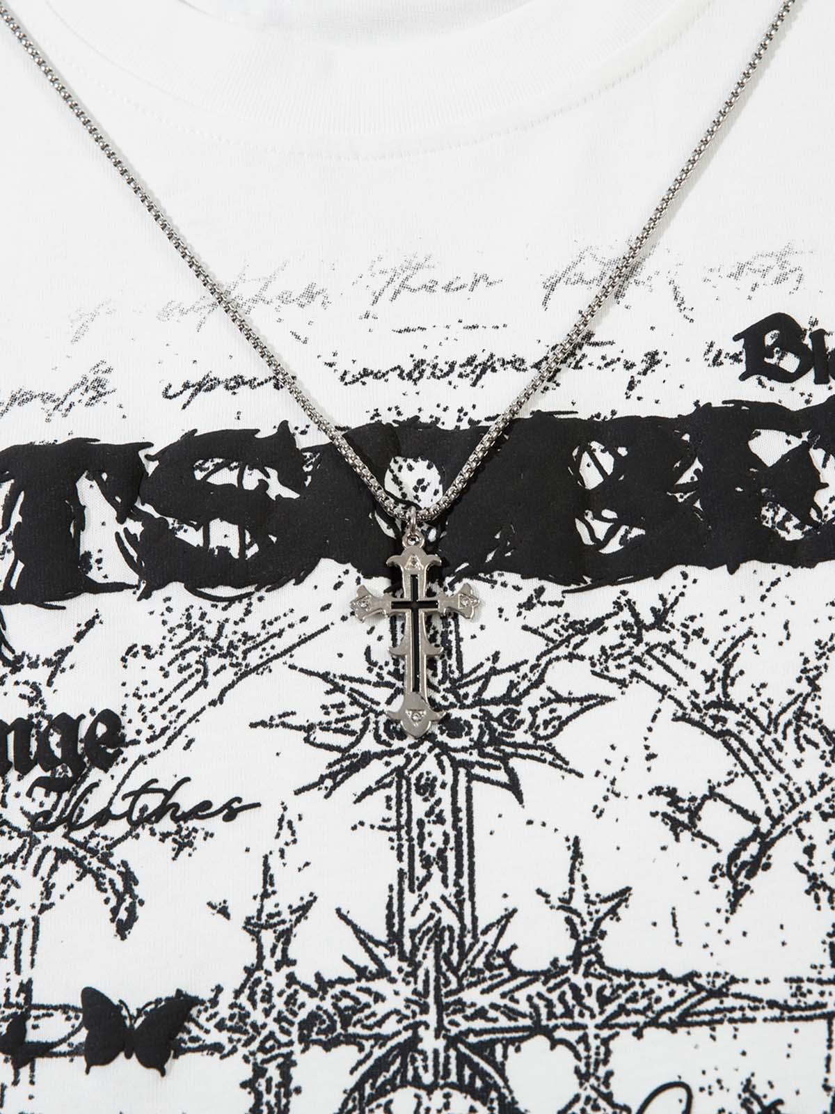 Concert Outfit Star Necklace Cross Graphic Long Sleeve T-Shirt Concert Outfit Star Necklace Cross Graphic Long Sleeve T-Shirt