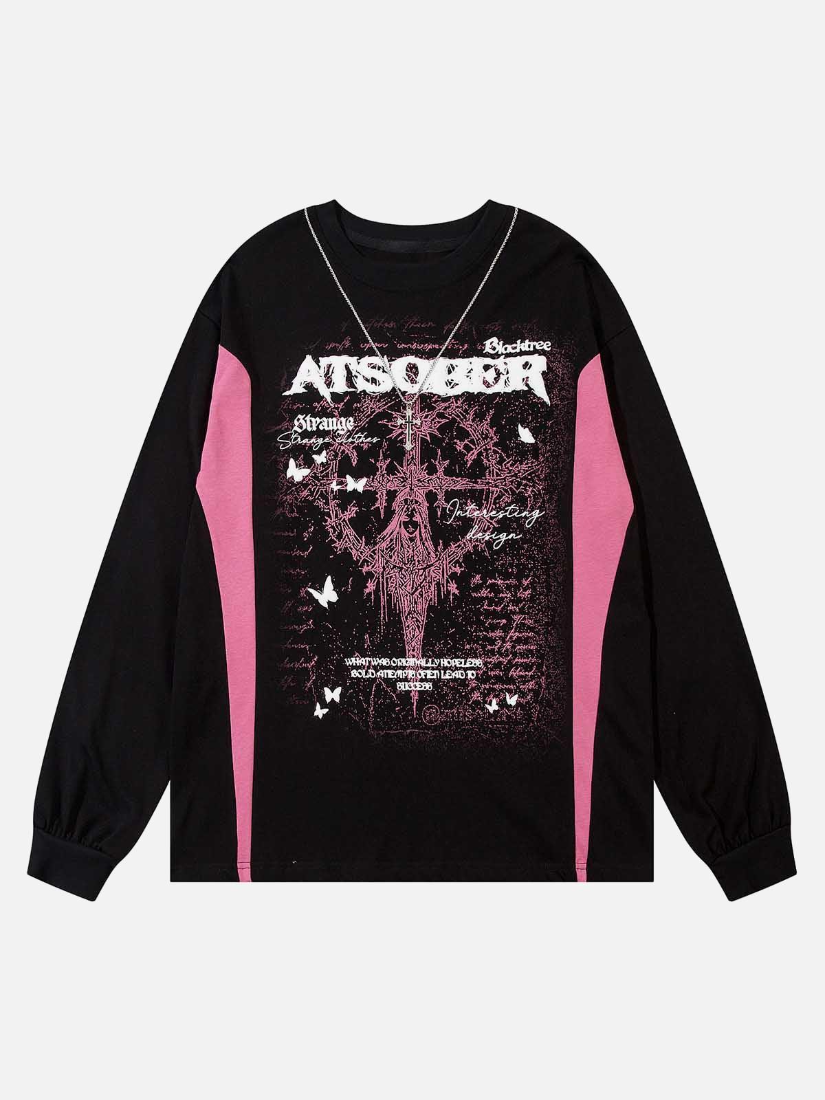 Concert Outfit Star Necklace Cross Graphic Long Sleeve T-Shirt Concert Outfit Star Necklace Cross Graphic Long Sleeve T-Shirt
