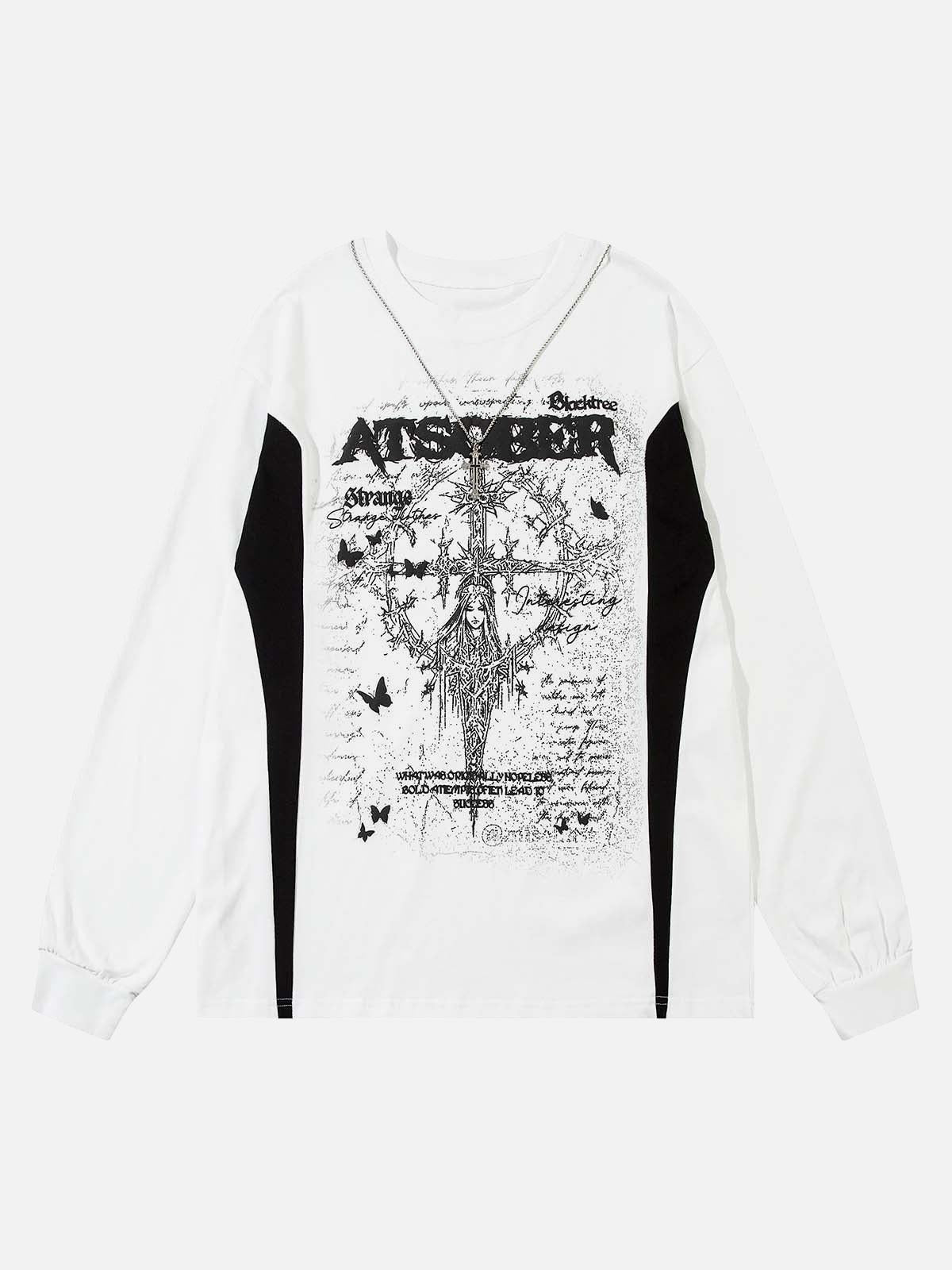 Concert Outfit Star Necklace Cross Graphic Long Sleeve T-Shirt Concert Outfit Star Necklace Cross Graphic Long Sleeve T-Shirt