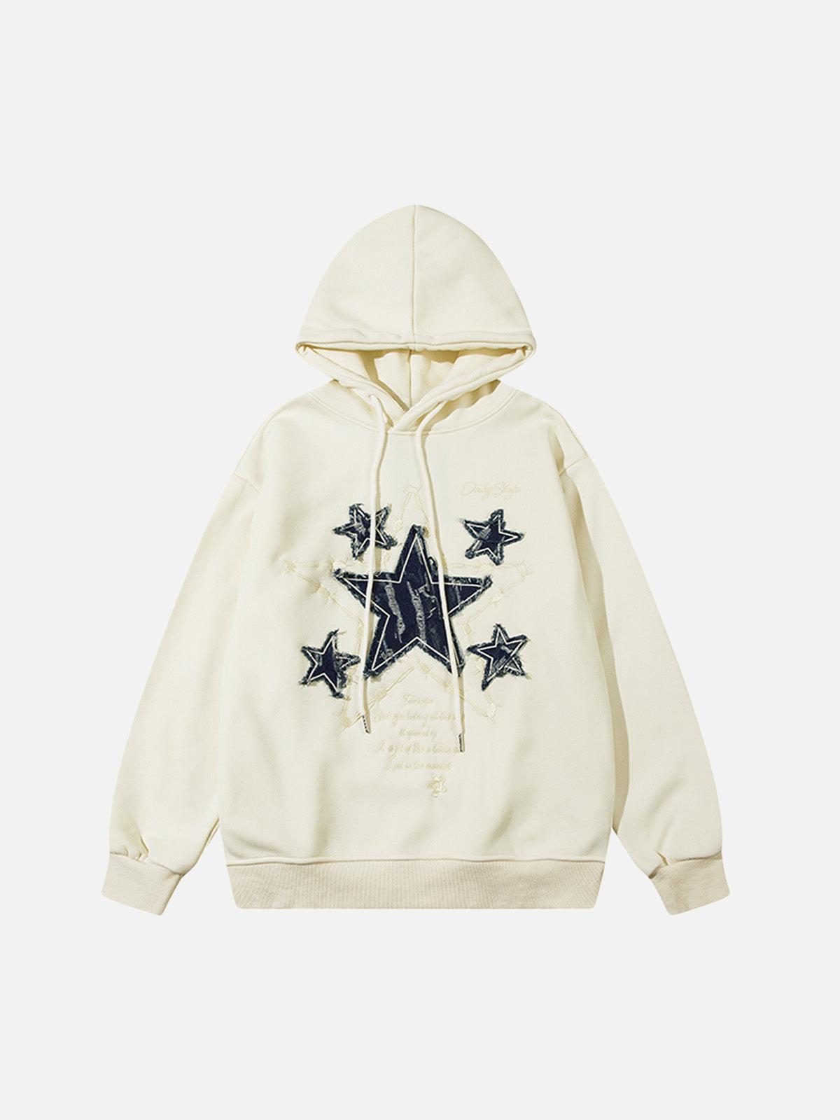 Concert Outfit Star Patch Embroidered Hooded Fleece Sweatshirt Concert Outfit Star Patch Embroidered Hooded Fleece Sweatshirt