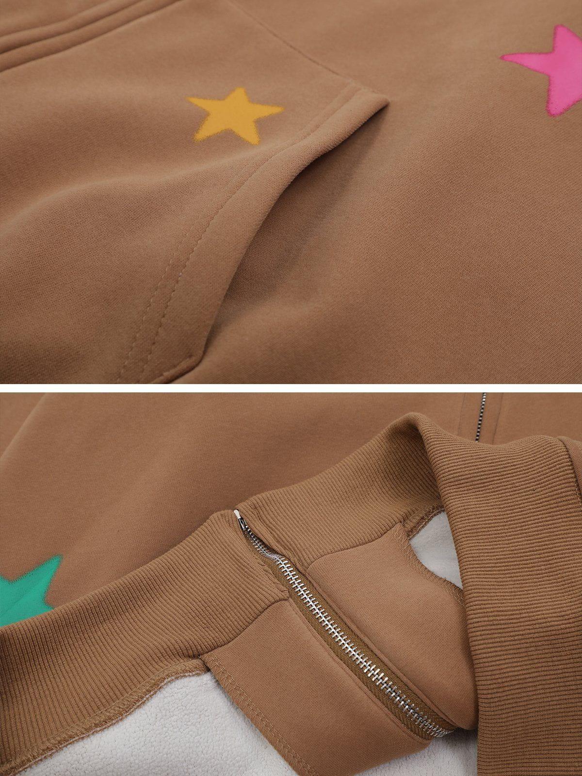 Concert Outfit Star Print Fleece Zip Hoodie Concert Outfit Star Print Fleece Zip Hoodie