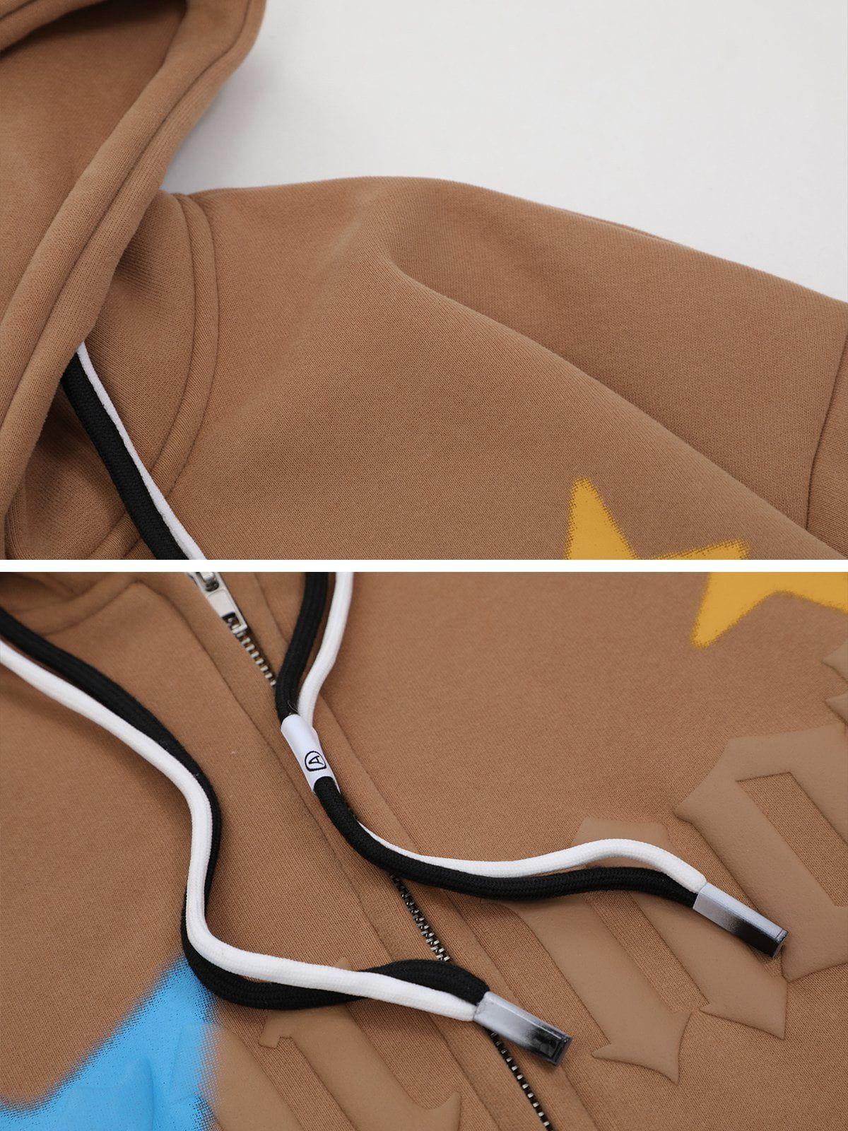 Concert Outfit Star Print Fleece Zip Hoodie Concert Outfit Star Print Fleece Zip Hoodie