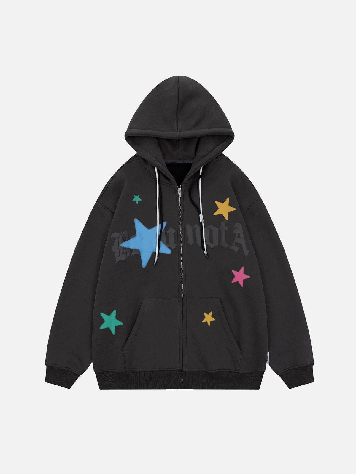 Concert Outfit Star Print Fleece Zip Hoodie Concert Outfit Star Print Fleece Zip Hoodie