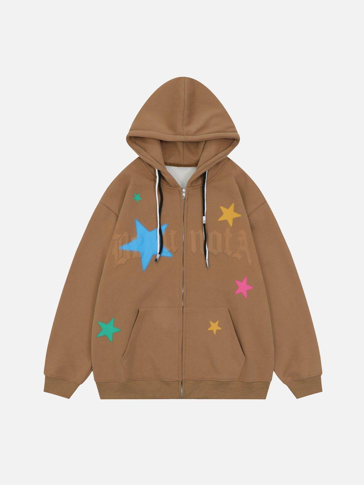Concert Outfit Star Print Fleece Zip Hoodie Concert Outfit Star Print Fleece Zip Hoodie