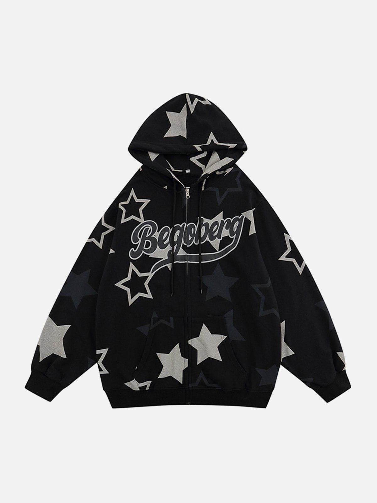 Concert Outfit Star Print Zipper Hoodie Concert Outfit Star Print Zipper Hoodie