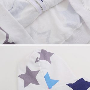 Concert Outfit Star Print Zipper Hoodie