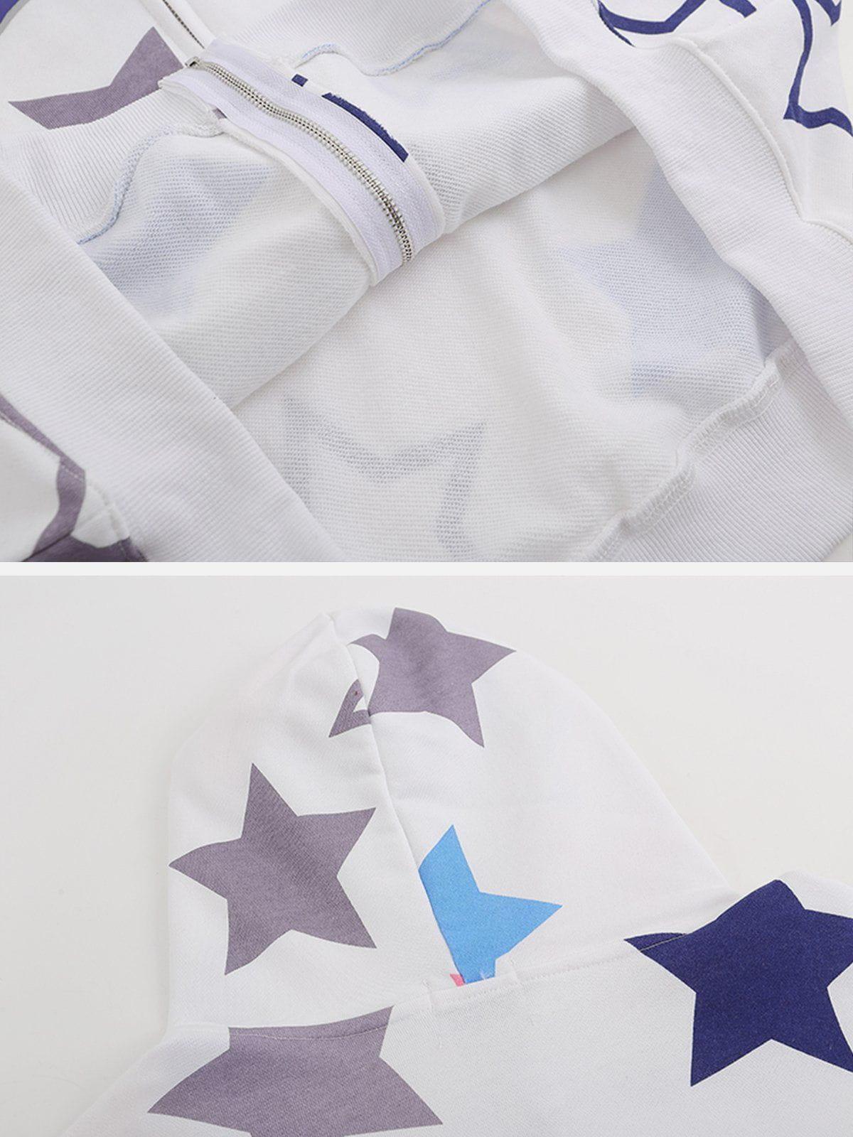Concert Outfit Star Print Zipper Hoodie Concert Outfit Star Print Zipper Hoodie