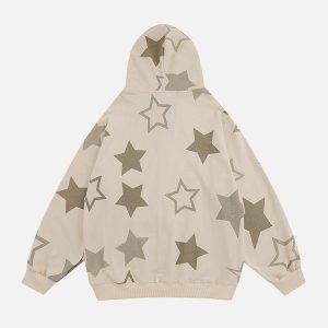 Concert Outfit Star Print Zipper Hoodie