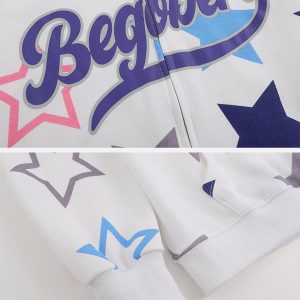 Concert Outfit Star Print Zipper Hoodie