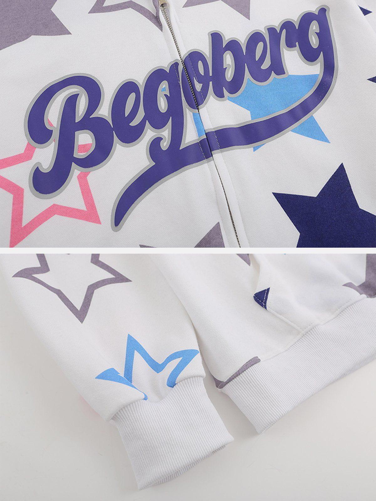 Concert Outfit Star Print Zipper Hoodie Concert Outfit Star Print Zipper Hoodie