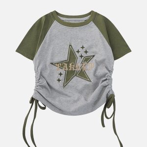 Concert Outfit Star Printing Drawstring Tee