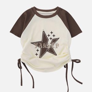 Concert Outfit Star Printing Drawstring Tee